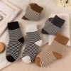 1 pair Winter Socks Warm Soft Fluffy Bed Socks Japanese Korean stripes Thicken Fleece Socks Ladies Home Floor Slipper Socks