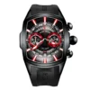 Reef Tiger Men Chronograph Watch Tonneau Sport Quartz Wristwatch Luminous Rubber Strap 10ATM Waterproof